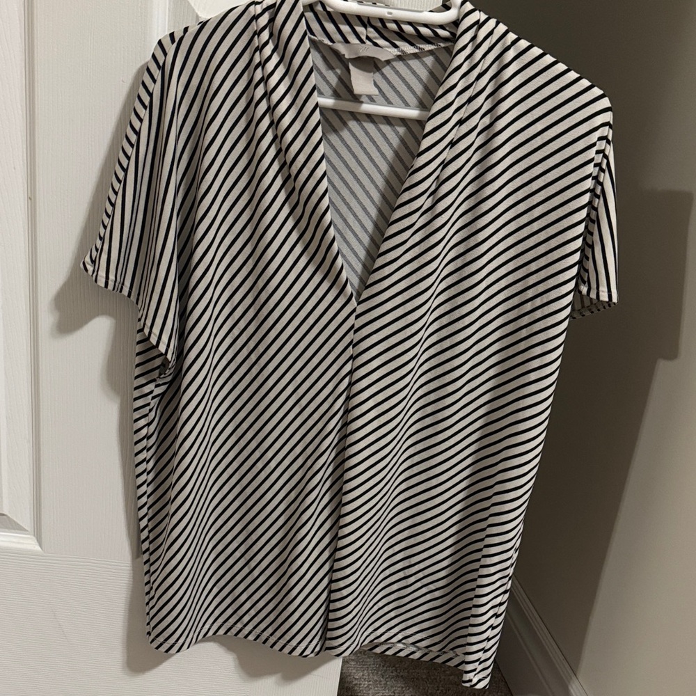 H&M Black and White Striped Blouse